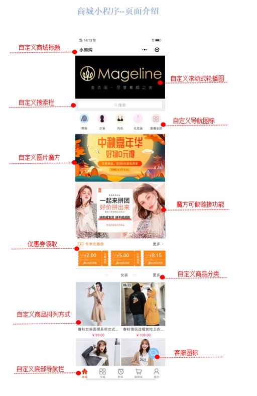 微信服务定制, 小程序定制, 电商零售, 直播带货, 拼团秒杀预售, 多商家电商, 小程序官网