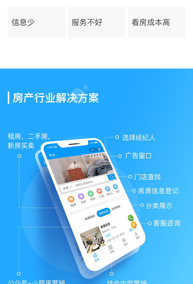 微信服务定制, 小程序定制, 房产, 在线租房, 预约看房, 二手房买卖, VR看房